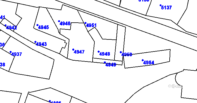 Parcela st. 4948 v KÚ Lukovany, Katastrální mapa
