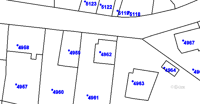 Parcela st. 4962 v KÚ Lukovany, Katastrální mapa