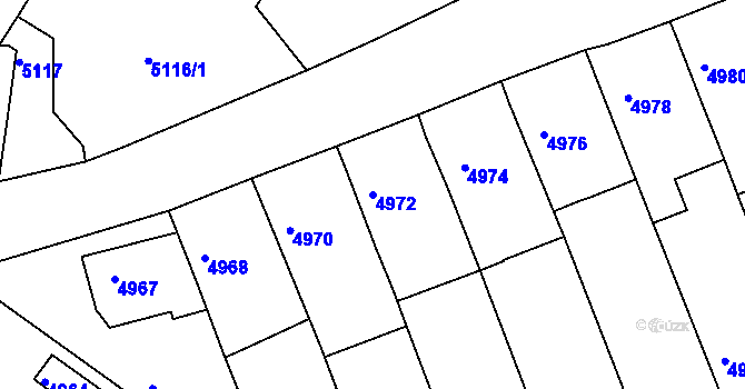 Parcela st. 4972 v KÚ Lukovany, Katastrální mapa