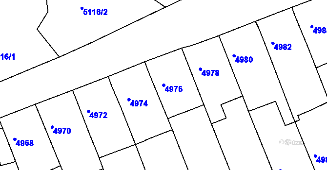 Parcela st. 4976 v KÚ Lukovany, Katastrální mapa