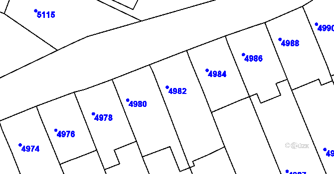 Parcela st. 4982 v KÚ Lukovany, Katastrální mapa