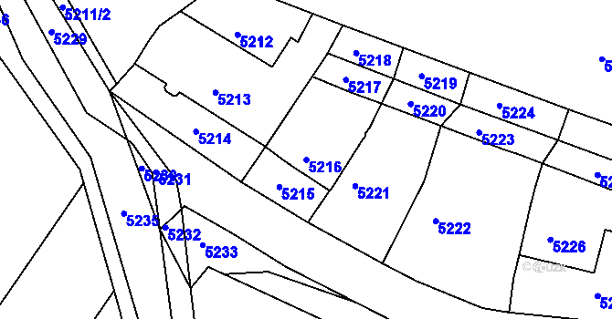 Parcela st. 5216 v KÚ Lukovany, Katastrální mapa