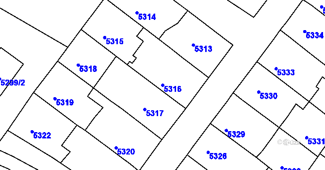 Parcela st. 5316 v KÚ Lukovany, Katastrální mapa