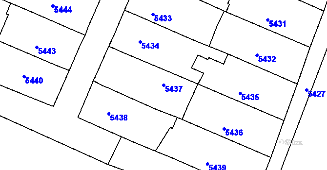 Parcela st. 5437 v KÚ Lukovany, Katastrální mapa