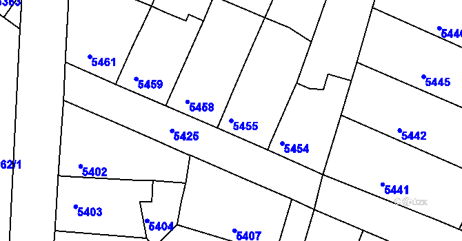 Parcela st. 5455 v KÚ Lukovany, Katastrální mapa