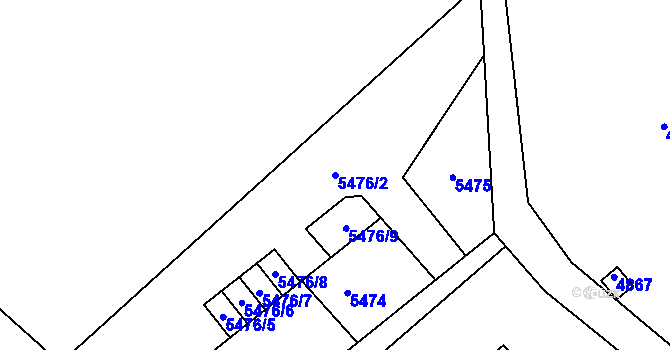 Parcela st. 5476/2 v KÚ Lukovany, Katastrální mapa