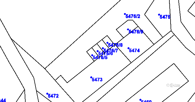 Parcela st. 5476/6 v KÚ Lukovany, Katastrální mapa