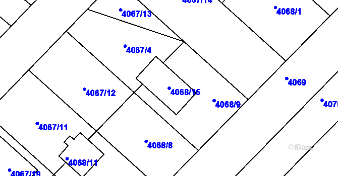 Parcela st. 4068/15 v KÚ Lukovany, Katastrální mapa