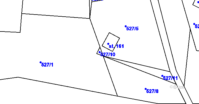 Parcela st. 527/10 v KÚ Lukoveček, Katastrální mapa