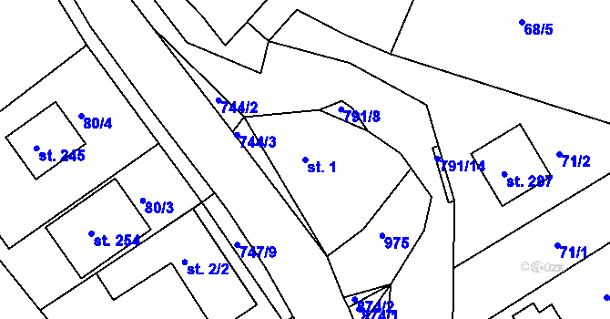 Parcela st. 1 v KÚ Lukoveček, Katastrální mapa