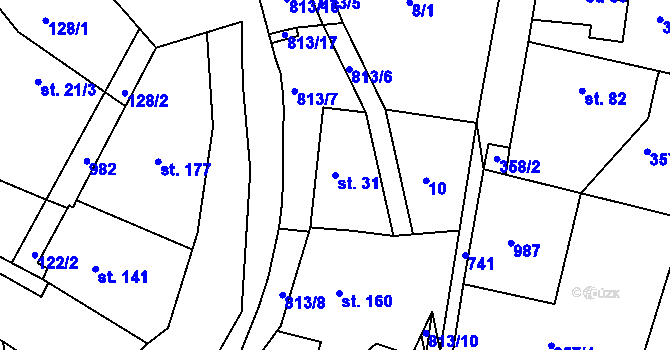 Parcela st. 31 v KÚ Lukoveček, Katastrální mapa