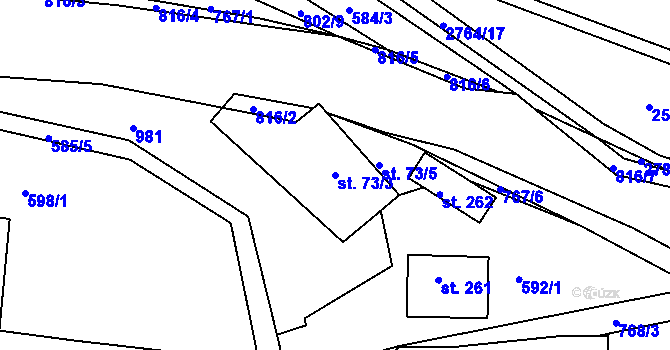 Parcela st. 73/3 v KÚ Lukoveček, Katastrální mapa