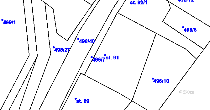 Parcela st. 91 v KÚ Lukoveček, Katastrální mapa