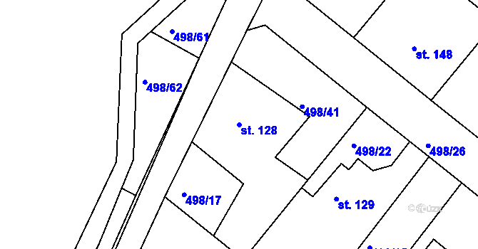 Parcela st. 128 v KÚ Lukoveček, Katastrální mapa