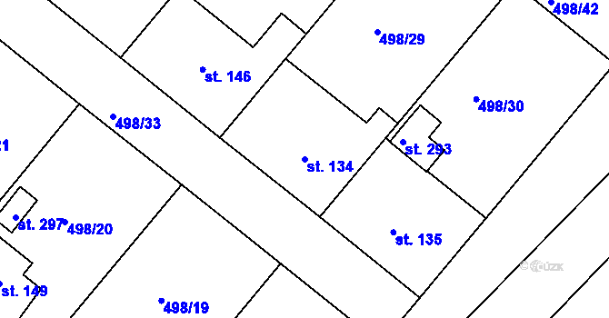 Parcela st. 134 v KÚ Lukoveček, Katastrální mapa