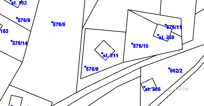 Parcela st. 211 v KÚ Lukoveček, Katastrální mapa