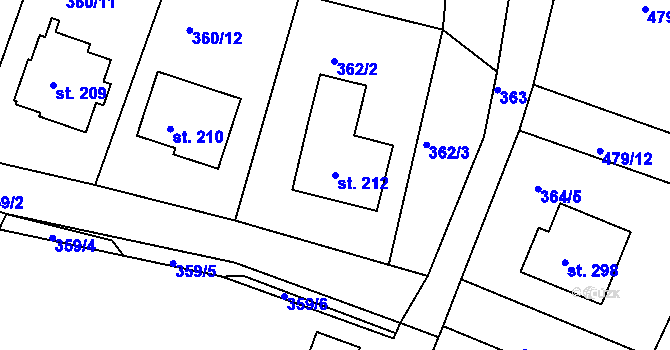 Parcela st. 212 v KÚ Lukoveček, Katastrální mapa