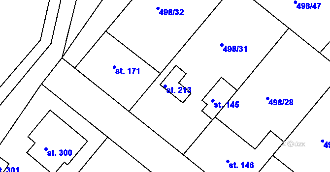 Parcela st. 213 v KÚ Lukoveček, Katastrální mapa