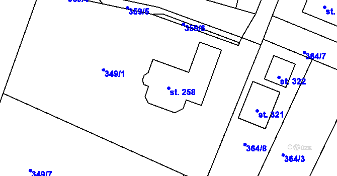Parcela st. 258 v KÚ Lukoveček, Katastrální mapa