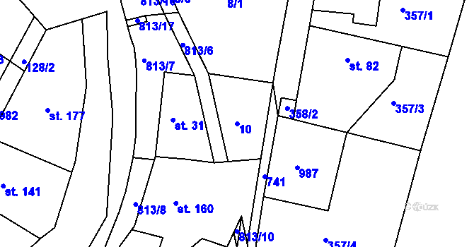 Parcela st. 10 v KÚ Lukoveček, Katastrální mapa