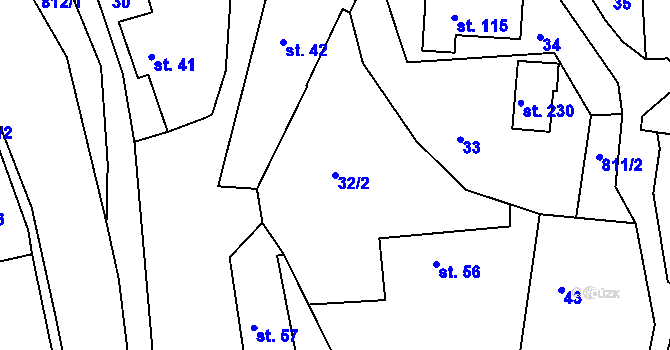 Parcela st. 32/2 v KÚ Lukoveček, Katastrální mapa