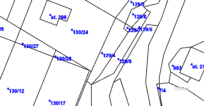 Parcela st. 129/4 v KÚ Lukoveček, Katastrální mapa