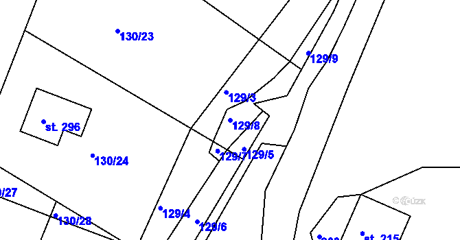Parcela st. 129/8 v KÚ Lukoveček, Katastrální mapa