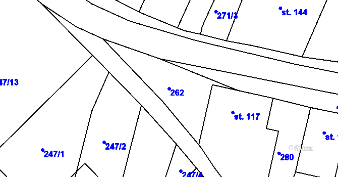Parcela st. 262 v KÚ Lukoveček, Katastrální mapa