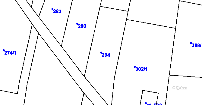 Parcela st. 294 v KÚ Lukoveček, Katastrální mapa