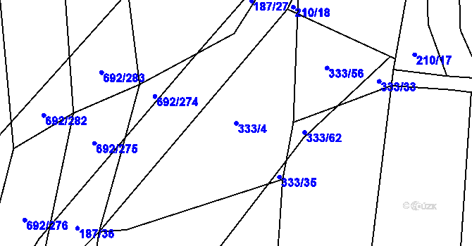 Parcela st. 333/4 v KÚ Lukoveček, Katastrální mapa