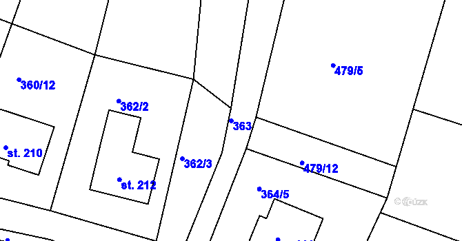 Parcela st. 363 v KÚ Lukoveček, Katastrální mapa