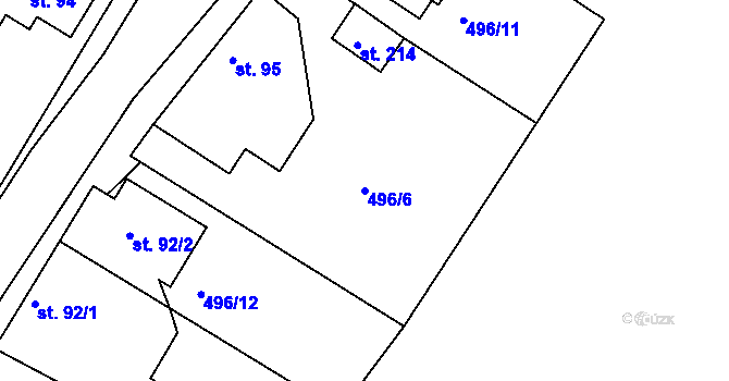 Parcela st. 496/6 v KÚ Lukoveček, Katastrální mapa