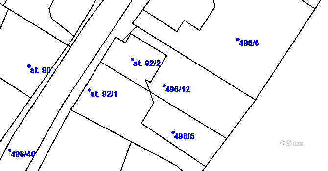 Parcela st. 496/12 v KÚ Lukoveček, Katastrální mapa