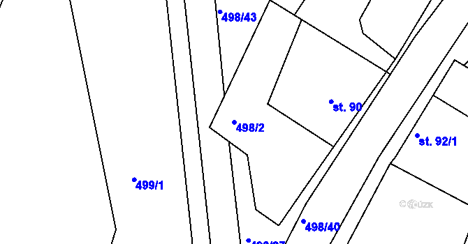 Parcela st. 498/2 v KÚ Lukoveček, Katastrální mapa