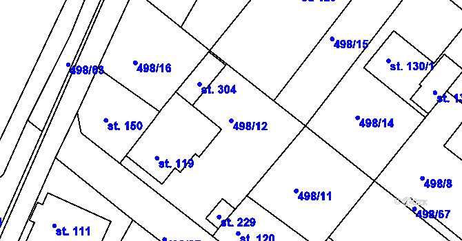 Parcela st. 498/12 v KÚ Lukoveček, Katastrální mapa