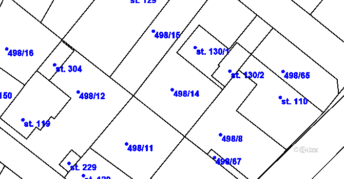 Parcela st. 498/14 v KÚ Lukoveček, Katastrální mapa