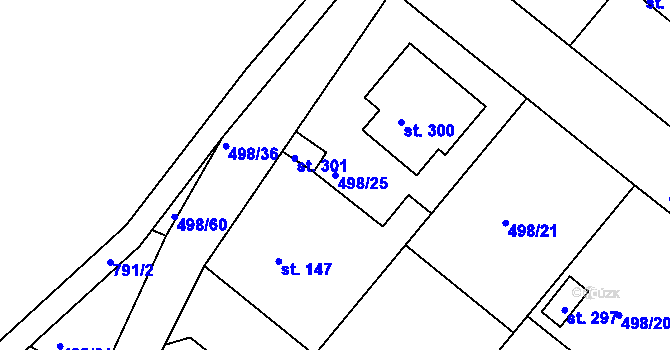 Parcela st. 498/25 v KÚ Lukoveček, Katastrální mapa