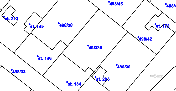 Parcela st. 498/29 v KÚ Lukoveček, Katastrální mapa