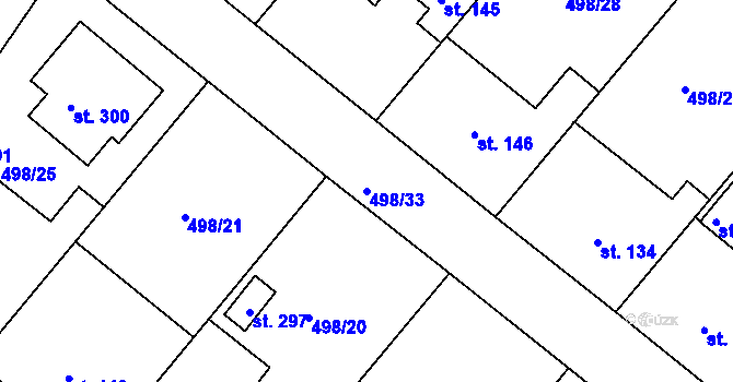 Parcela st. 498/33 v KÚ Lukoveček, Katastrální mapa