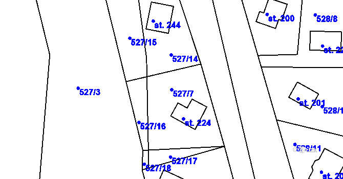 Parcela st. 527/7 v KÚ Lukoveček, Katastrální mapa