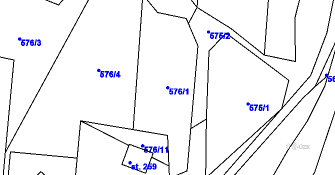 Parcela st. 576/1 v KÚ Lukoveček, Katastrální mapa