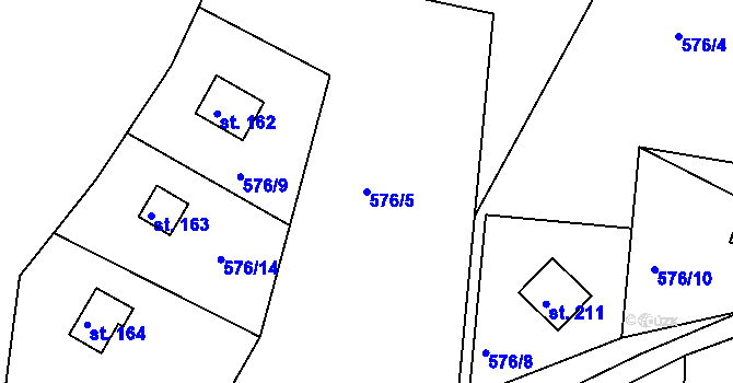 Parcela st. 576/5 v KÚ Lukoveček, Katastrální mapa
