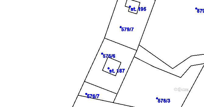 Parcela st. 576/6 v KÚ Lukoveček, Katastrální mapa