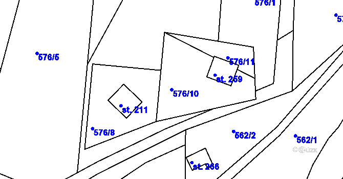 Parcela st. 576/10 v KÚ Lukoveček, Katastrální mapa