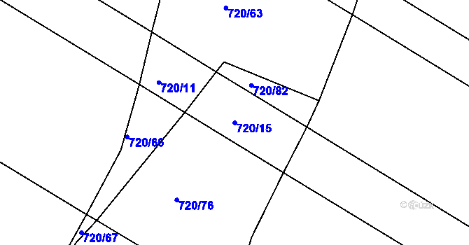 Parcela st. 720/15 v KÚ Lukoveček, Katastrální mapa