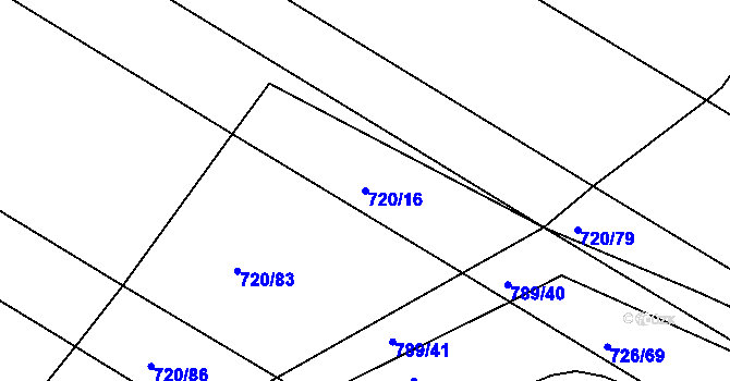 Parcela st. 720/16 v KÚ Lukoveček, Katastrální mapa