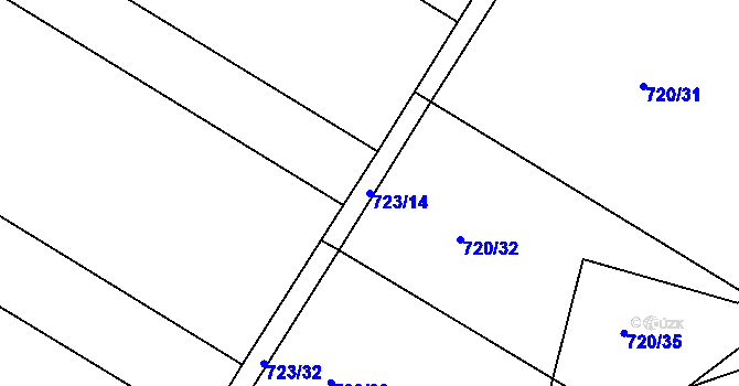 Parcela st. 723/14 v KÚ Lukoveček, Katastrální mapa