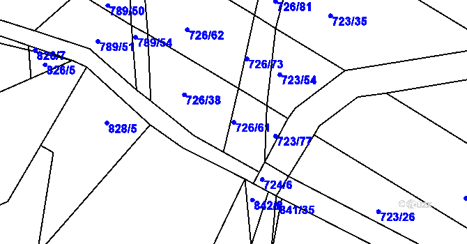 Parcela st. 726/61 v KÚ Lukoveček, Katastrální mapa