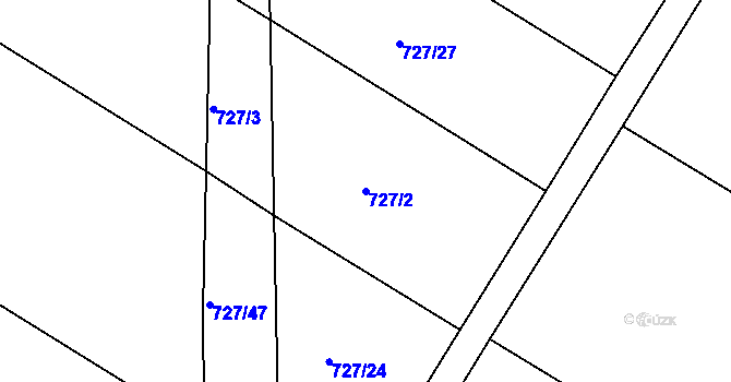 Parcela st. 727/2 v KÚ Lukoveček, Katastrální mapa
