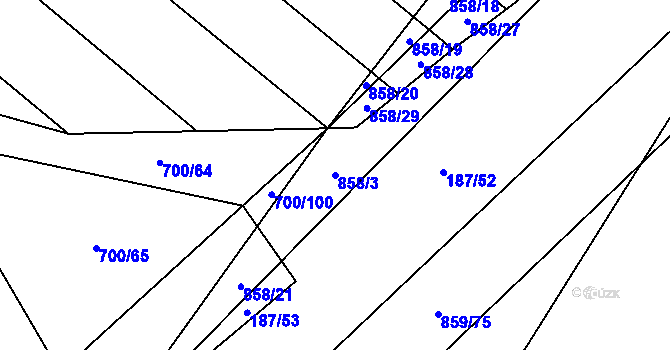 Parcela st. 858/3 v KÚ Lukoveček, Katastrální mapa